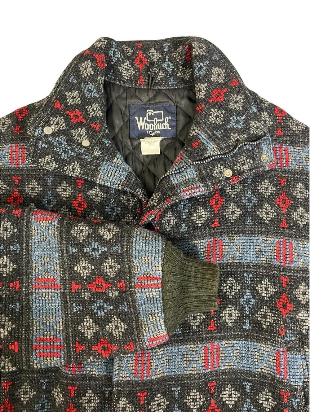 Woolrich Black Multi-Color Patterned Quilted Jacket